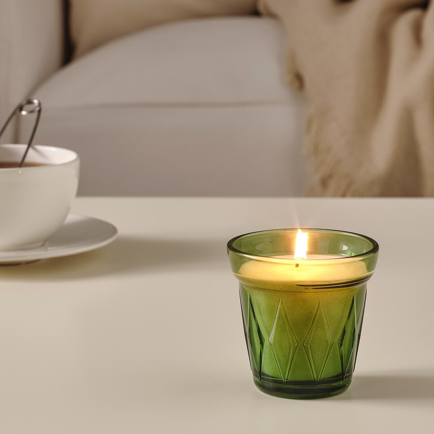 شمع لیوانی معطر ایکیا مدل VALDOFT - رایحه آویشن و گیاه